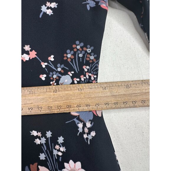Loft Floral Flounce Long Sleeve Dress size 0P Black‎ AS IS - Picture 7 of 9